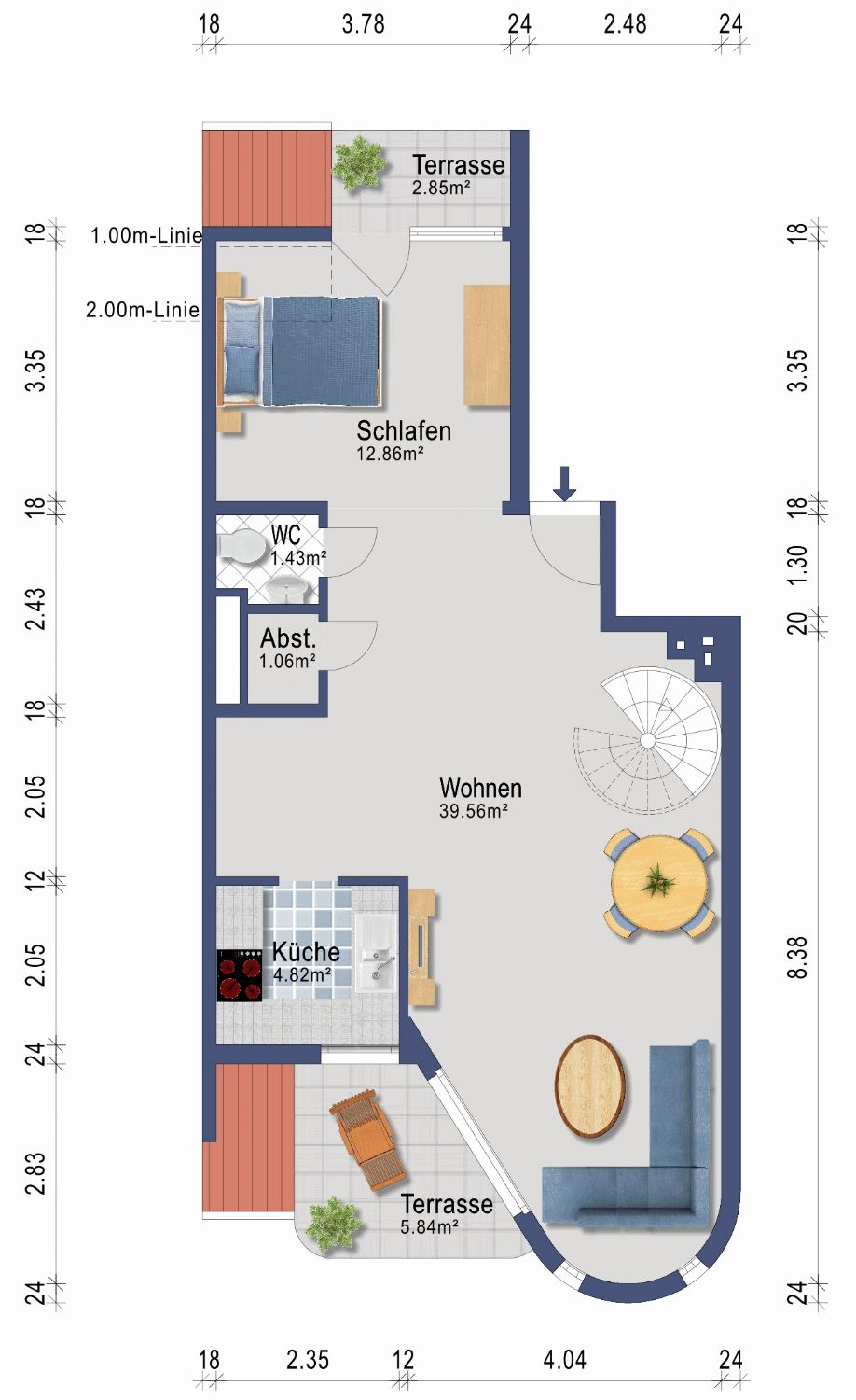 Grundriss Dachgeschoss Dachgeschosswohnung Düsseldorf