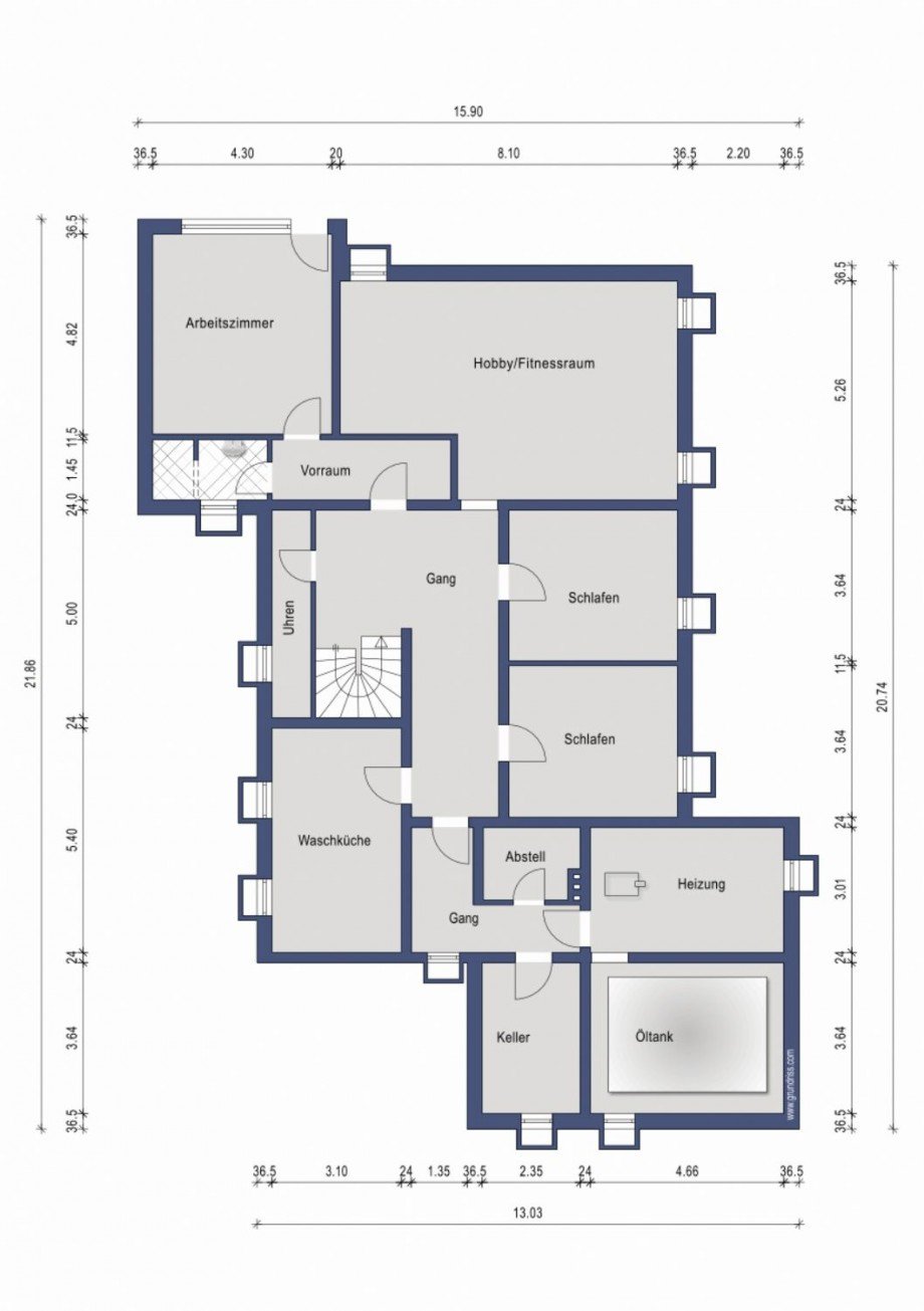 Grundriss Erdgeschoss - ohne Einliegerwhg. Bungalow Kaarst