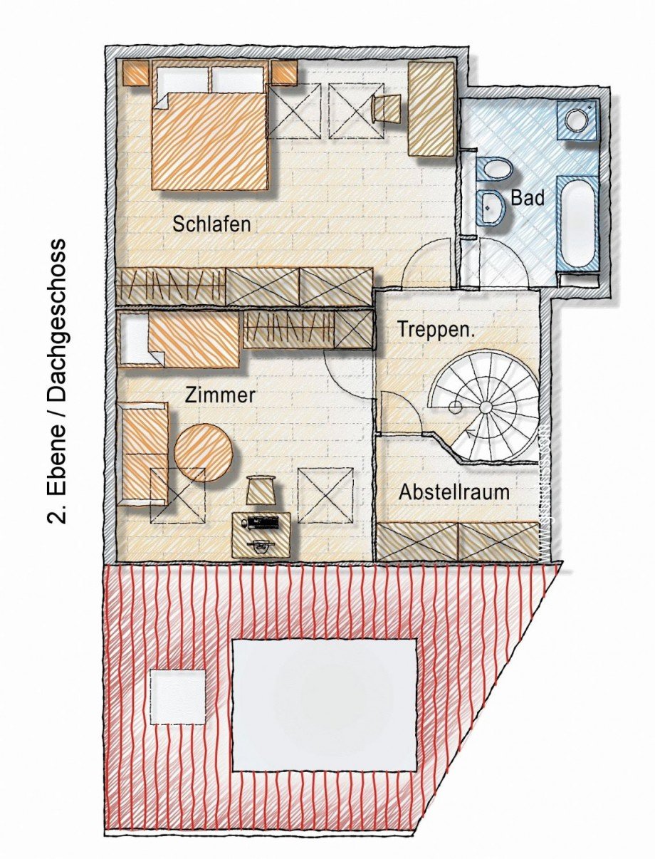 Grundriss Ebene 2 Maisonettewohnung D�sseldorf