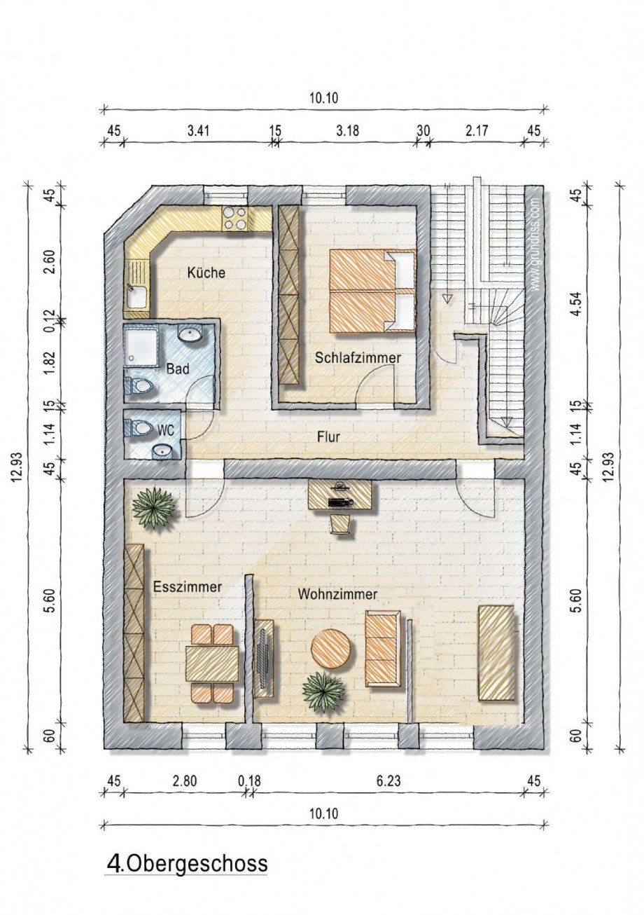 Grundriss 4. OG Dachgeschosswohnung D�sseldorf