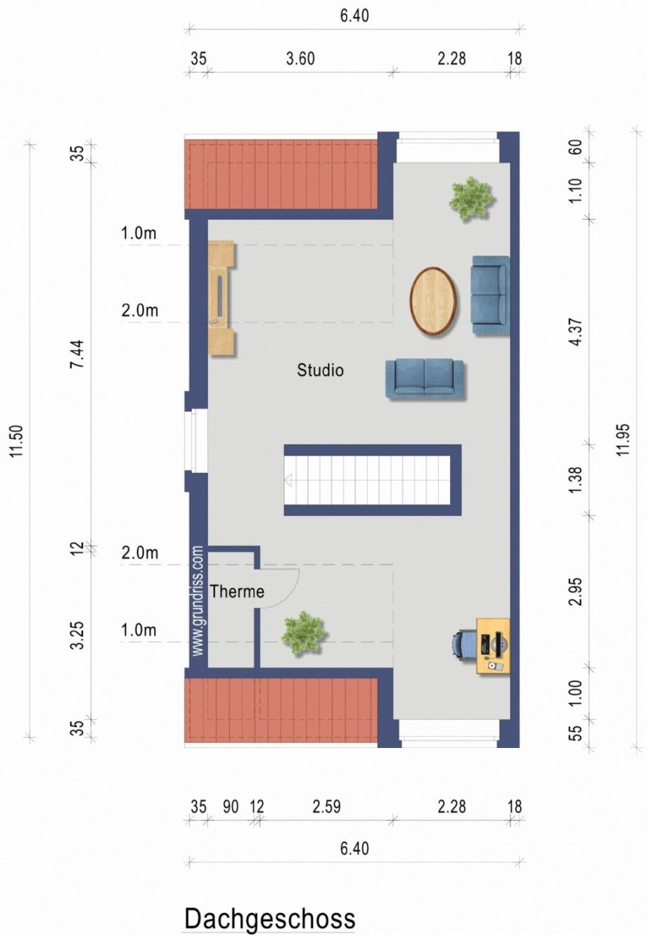 Grundriss Studio im DG Doppelhaush�lfte D�sseldorf