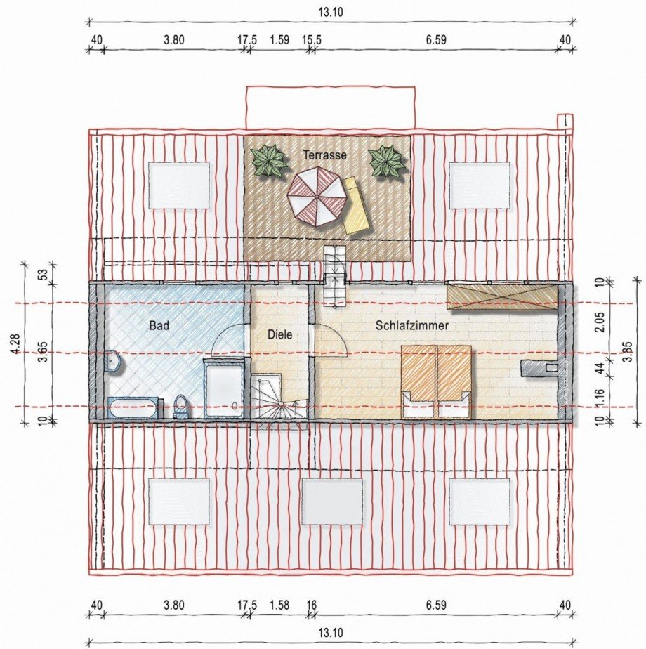 Grundriss Spitzboden Maisonettewohnung D�sseldorf