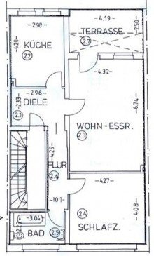 Grundriss 1. OG (heute Dusche statt Wanne) Sehr solide Kapitalanlage im Bismarckviertel von Krefeld