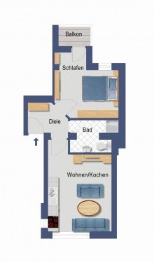 Grundriss VERKAUFT: Schicke, modernisierte 2-Zimmer Wohnung im Denkmal, zentral und in Hochschuln�he