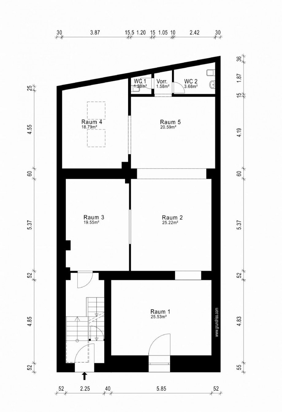 Grundriss Erdgeschoss/Gewerbe Wohn- / Gesch�ftshaus Düsseldorf