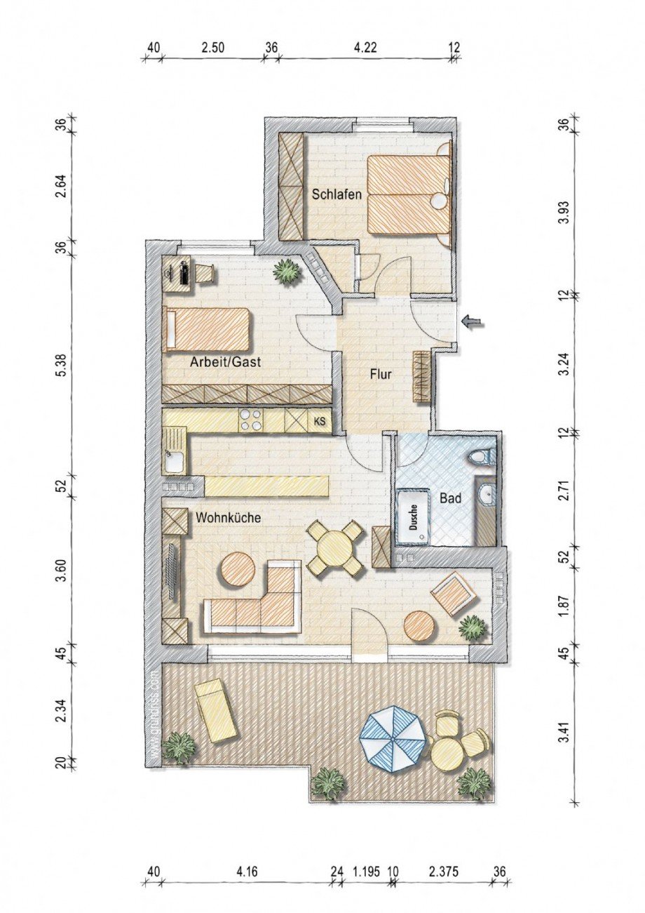 Grundriss Dachgeschosswohnung D�sseldorf