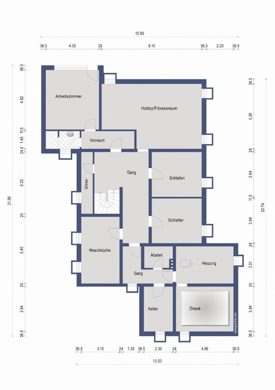 Grundriss Untergeschoss Bungalow Kaarst