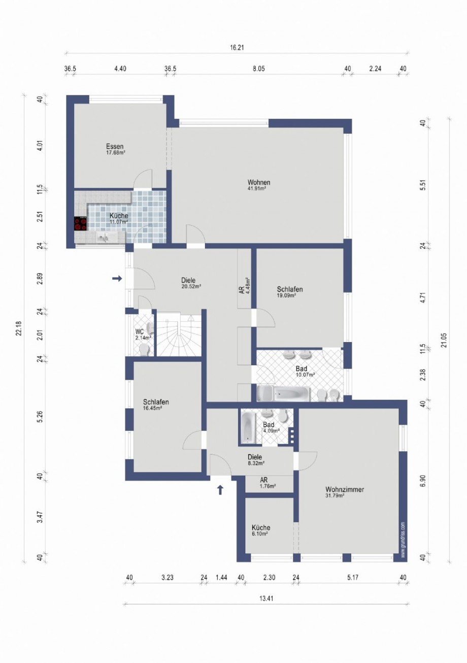 Grundriss Erdgeschoss - mit Einliegerwhg. Bungalow Kaarst