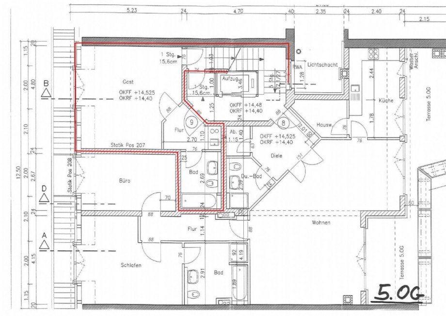 Grundriss 5. OG Etagenwohnung Düsseldorf