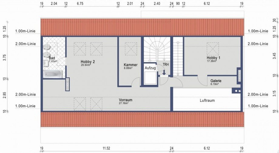 Grundriss Ebene 2 Etagenwohnung Düsseldorf