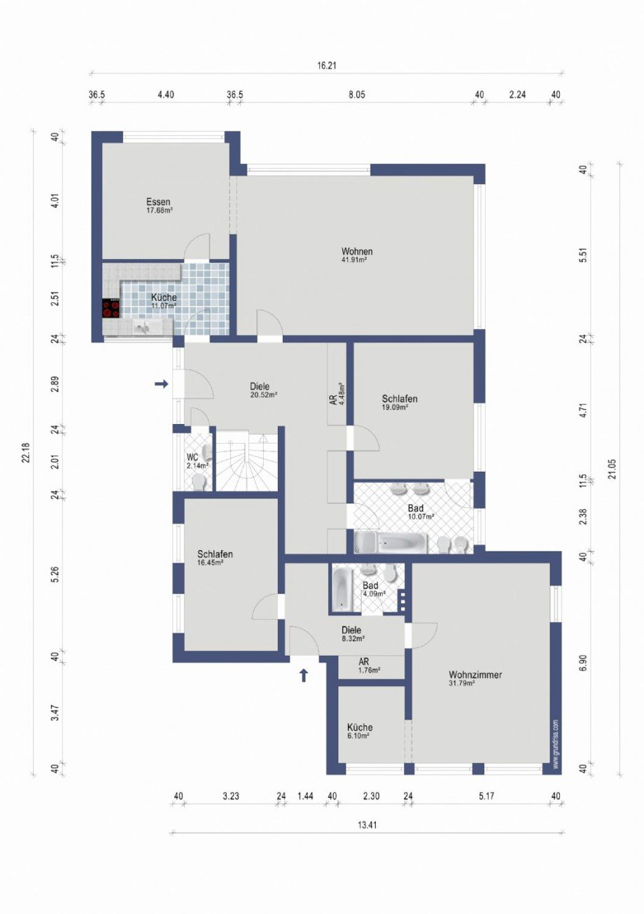 Grundriss Erdgeschoss - mit Einliegerwhg. Bungalow Kaarst