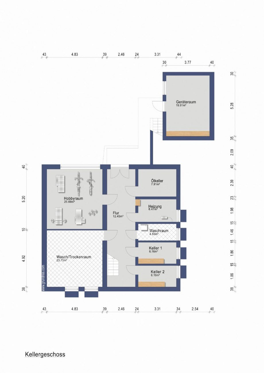 Grundriss Kellergeschoss Zweifamilienhaus Heiligenhaus