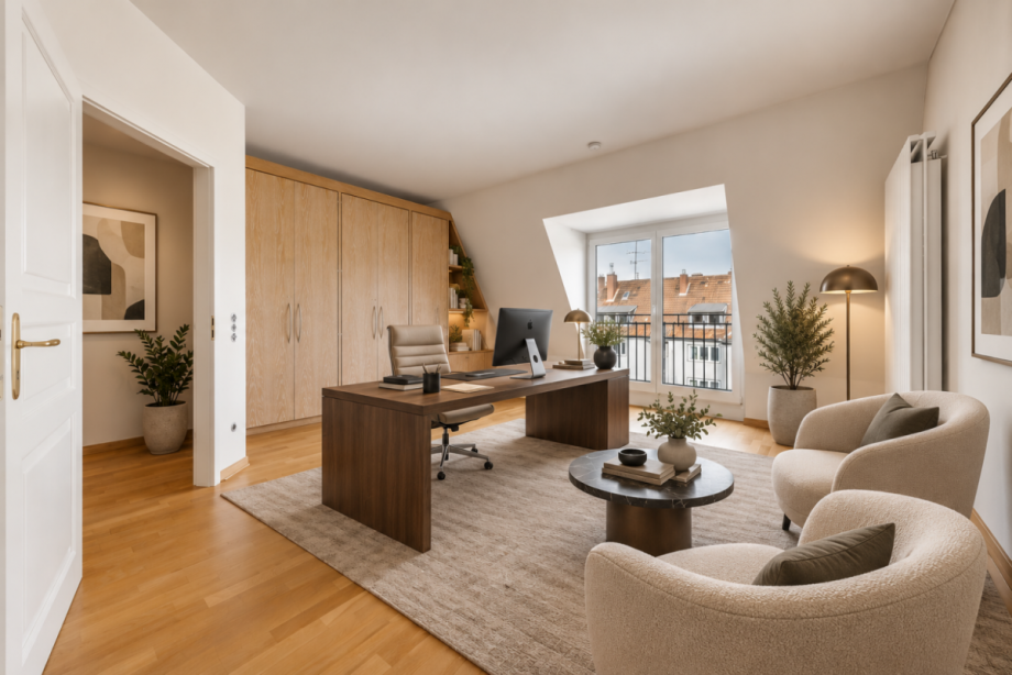 Raum als Arbeitszimmer (virtuell möbliert) Etagenwohnung Düsseldorf