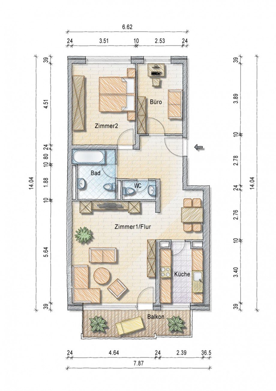 Grundriss Etagenwohnung D�sseldorf