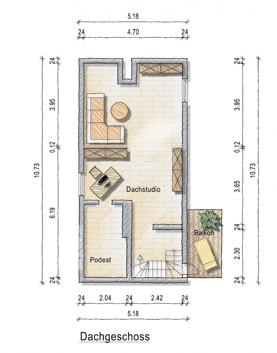 Grundriss DG (2. Wohnungsebene) Dachgeschosswohnung D�sseldorf