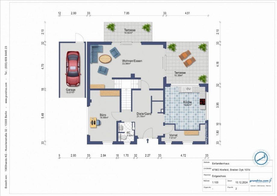 Grundriss EG Einfamilienhaus Krefeld