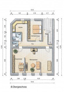 Grundriss 4. OG Sehr sch�ne und gro�z�gige Maisonette-Wohnung in Pempelfort