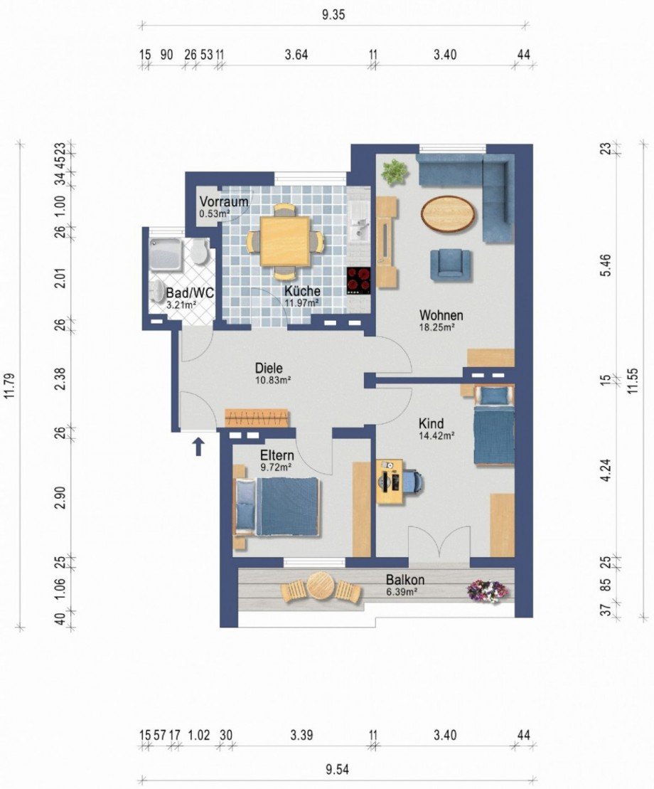 Grundriss alt Etagenwohnung Düsseldorf