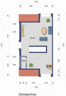 Grundriss Studio im DG VERKAUFT: DHH perfekt f�r Familien: Neubau, 165 m2, 5 Zi., 10 min zur Stadt und 10 min zum Unterbacher See