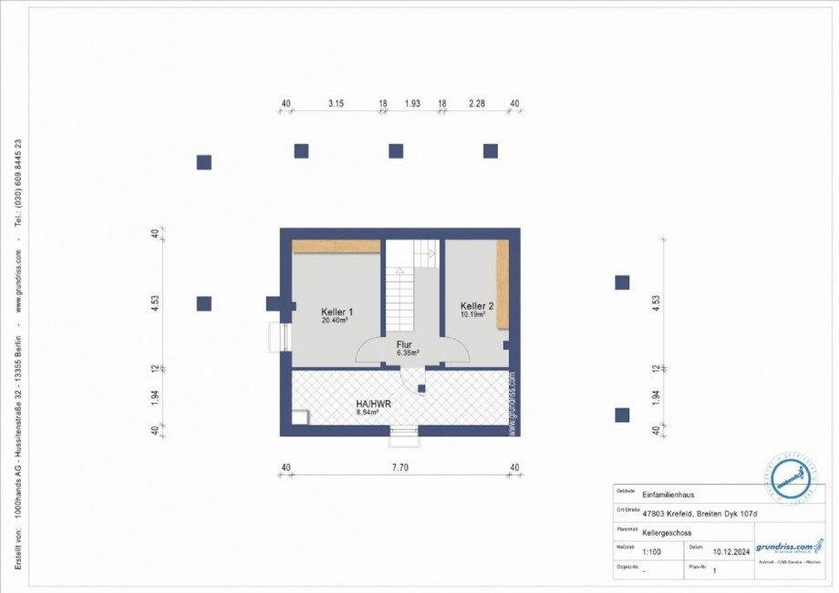 Grundriss Keller Einfamilienhaus Krefeld