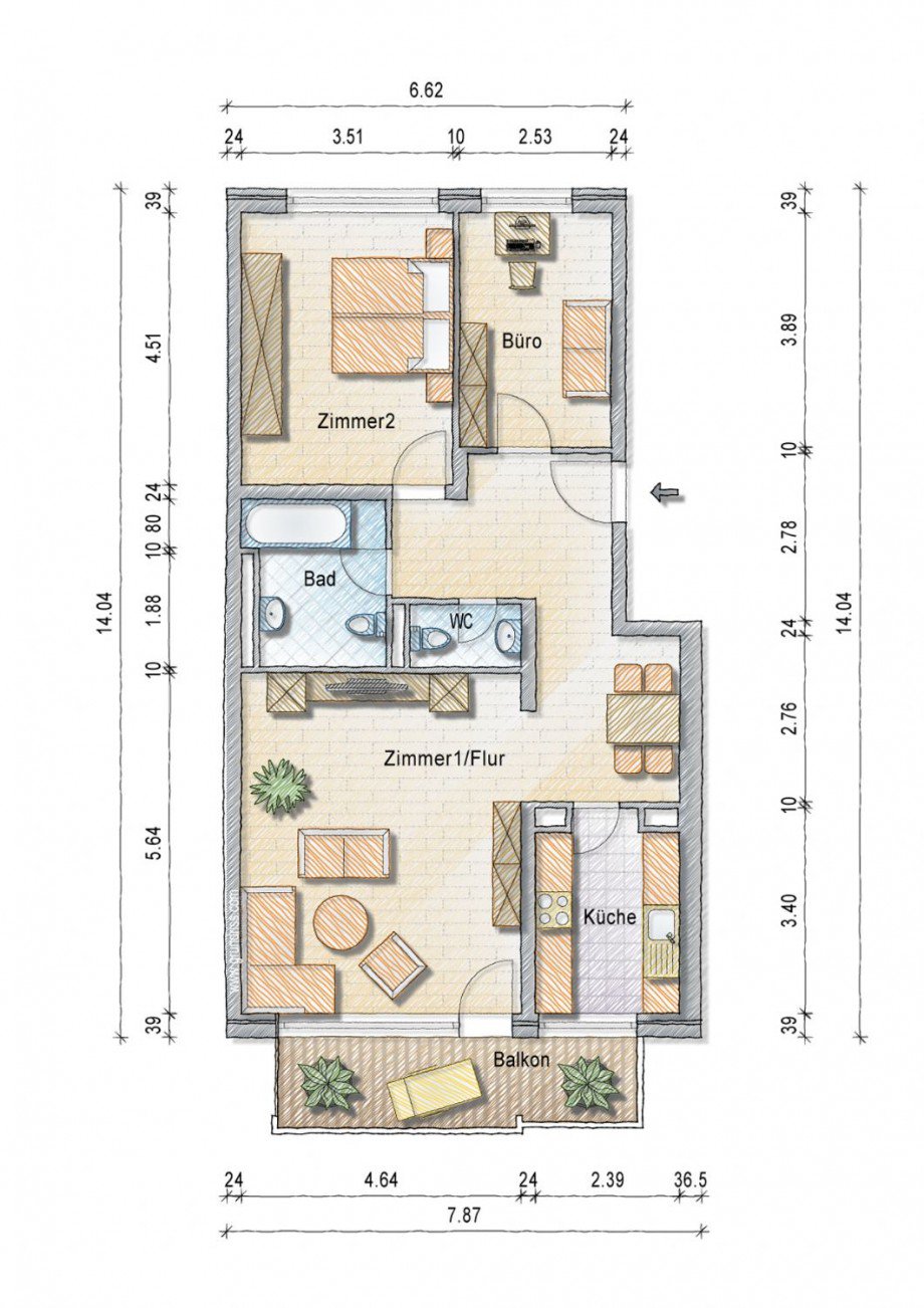 Grundriss Etagenwohnung D�sseldorf
