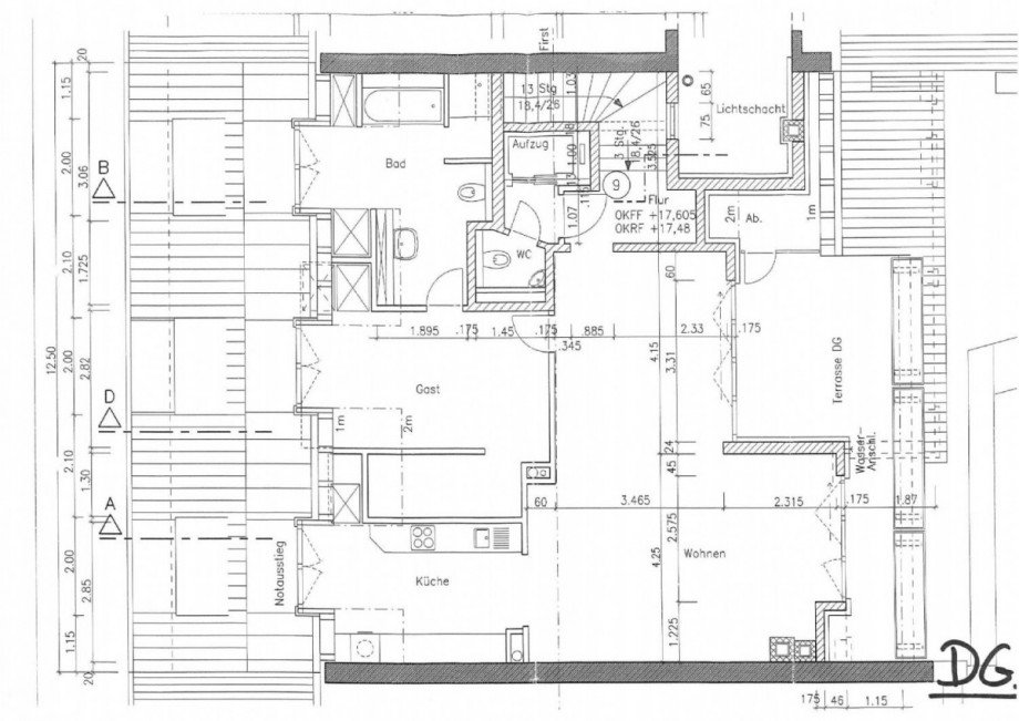 Grundriss DG Etagenwohnung Düsseldorf