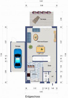Grundriss EG VERKAUFT: DHH perfekt f�r Familien: Neubau, 165 m2, 5 Zi., 10 min zur Stadt und 10 min zum Unterbacher See