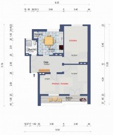 Grundriss neu VERKAUFT: Hell, ruhig, zentral: Ihr neues Zuhause im Lorettoviertel (2 Zimmer, 72 m2, Balkon)