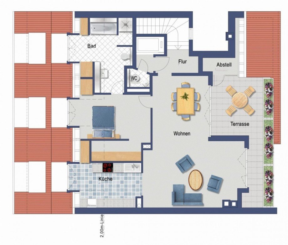 Grundriss DG Etagenwohnung Düsseldorf